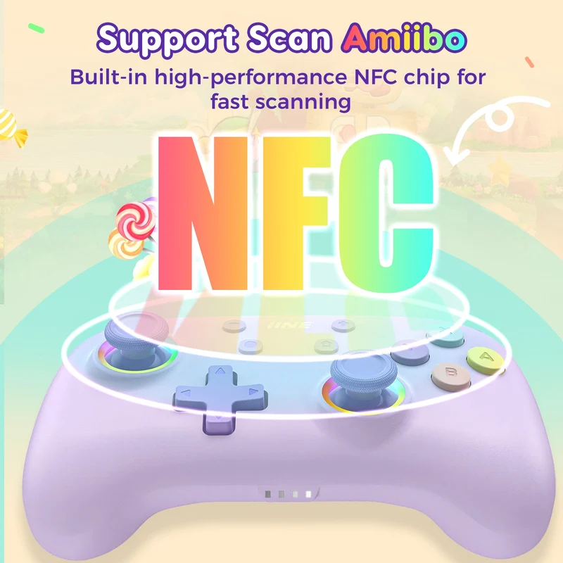 IINE Candy Pop Mini Controller for Switch/ Android/ iOS/ PC (Macaron Pink, Macaron Purple)