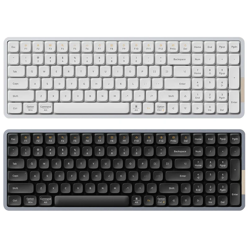 Lofree Flow 100 Keys Dual Mode Low Profile Mechanical Keyboard (Silver, Black)