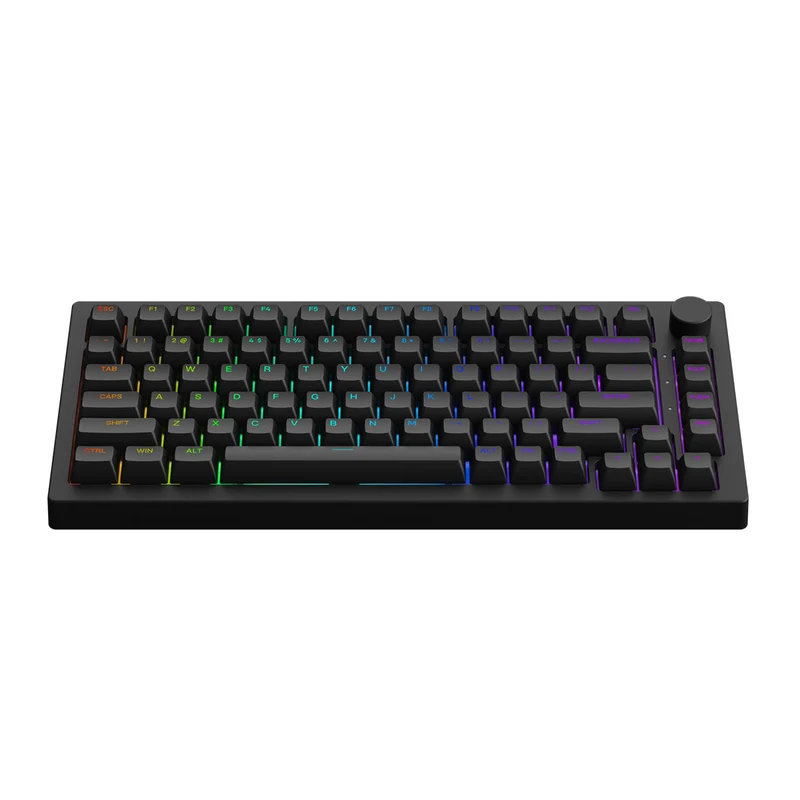 Akko Black 5075B Plus Shine-Through Multi-Mode RGB Hot-Swappable Mechanical Keyboard (Akko V3 Cream Yellow Pro)