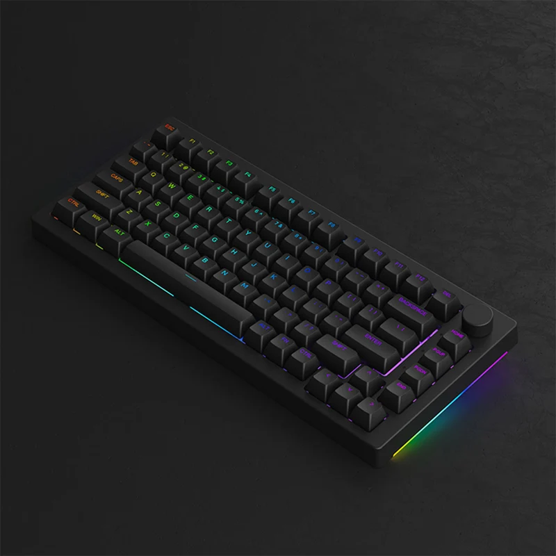 Akko Black 5075B Plus Shine-Through Multi-Mode RGB Hot-Swappable Mechanical Keyboard (Akko V3 Cream Yellow Pro)