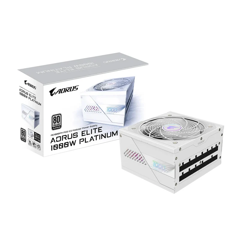 Gigabyte Aorus Elite P1000W 80+ Platinum PG5 Ice PCIe 5.0 Modular Power Supply (White)