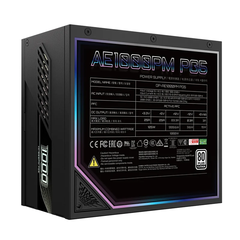 Gigabyte Aorus Elite P1000W 80+ Platinum PG5 PCIe 5.0 Modular Power Supply (Black)