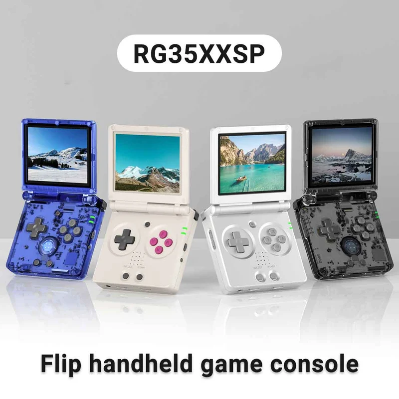 Anbernic RG35XXSP Retro Handheld Gaming Console (Black Transparent, Blue Transparent, Gray, Silver)