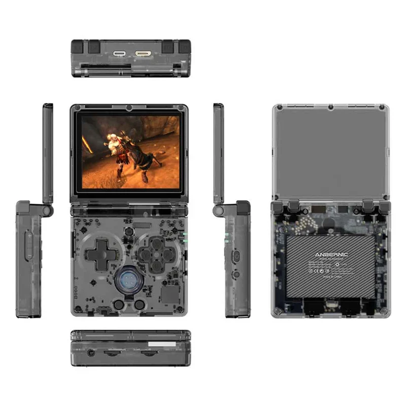 Anbernic RG35XXSP Retro Handheld Gaming Console (Black Transparent, Blue Transparent, Gray, Silver)