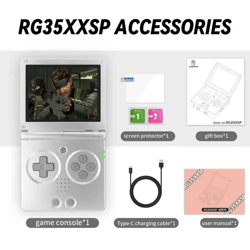Anbernic RG35XXSP Retro Handheld Gaming Console (Black Transparent, Blue Transparent, Gray, Silver)