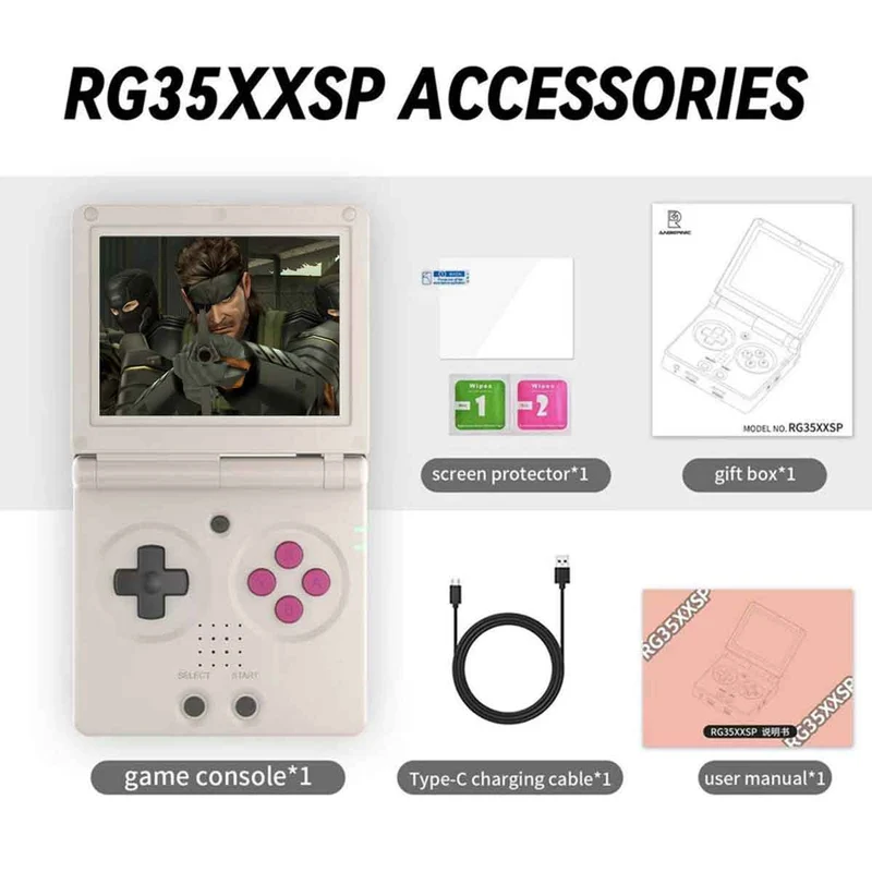 Anbernic RG35XXSP Retro Handheld Gaming Console (Black Transparent, Blue Transparent, Gray, Silver)