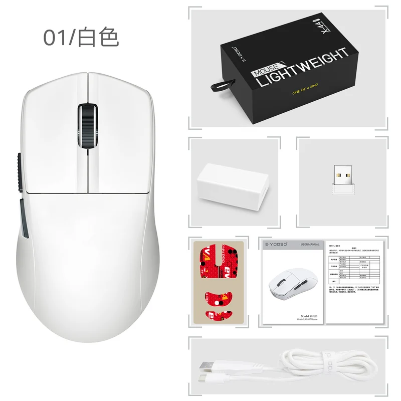 E-Yooso X-44 Pro 4K Lightweight Wireless Gaming Mouse (Black, White)