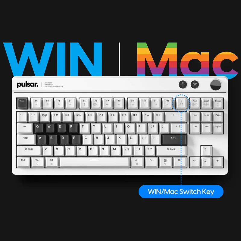 Pulsar XBOARD QS Mechanical Gaming Keyboard with Quick Switching Technology, Win/ Mac Switch Key (White) (PWKXBQSO2)