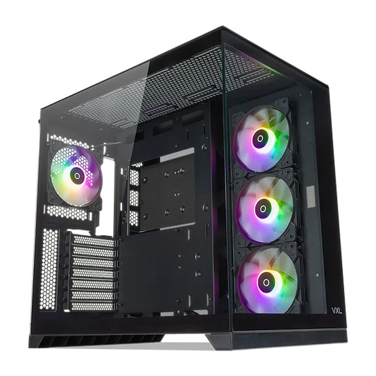Tecware VXL Evo TG Dual Chamber ATX Case with 4x12cm ARGB Fans (Black)