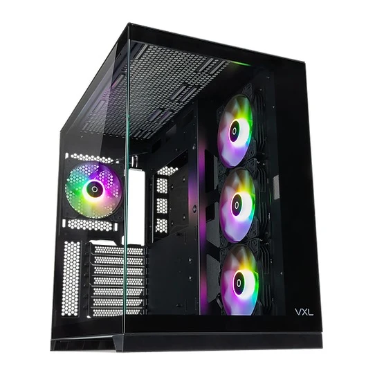 Tecware VXL Evo TG Dual Chamber ATX Case with 4x12cm ARGB Fans (Black)