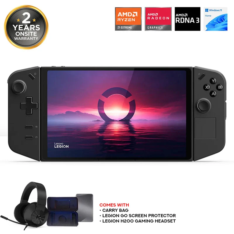 Lenovo Legion Go 8APU1 83E10039PH | AMD Ryzen Z1 Extreme | 8.8" WQXGA (2560X1600) IPS 144HZ | 16GB RAM | 256GB SSD | Windows 11 Home Handheld Gaming Console (Shadow Black) | Carry Bag | Legion Go Screen Protector | Legion H200 Gaming Headset