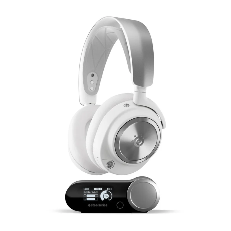 Steelseries Arctis Nova Pro Wireless High-Fidelity Gaming Audio w/ Active Noise Cancellation for PC/ Playstation/ Switch/ Mobile (White) (61524)