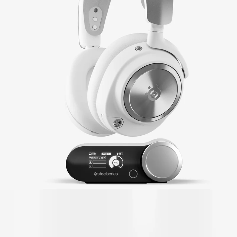 Steelseries Arctis Nova Pro Wireless High-Fidelity Gaming Audio w/ Active Noise Cancellation for PC/ Playstation/ Switch/ Mobile (White) (61524)