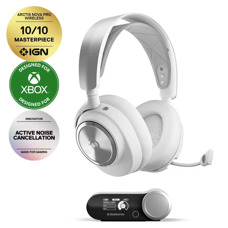 SteelSeries Arctis Nova Pro Wireless High-Fidelity Gaming Audio with Active Noise Cancellation for Xbox (White) (61525)
