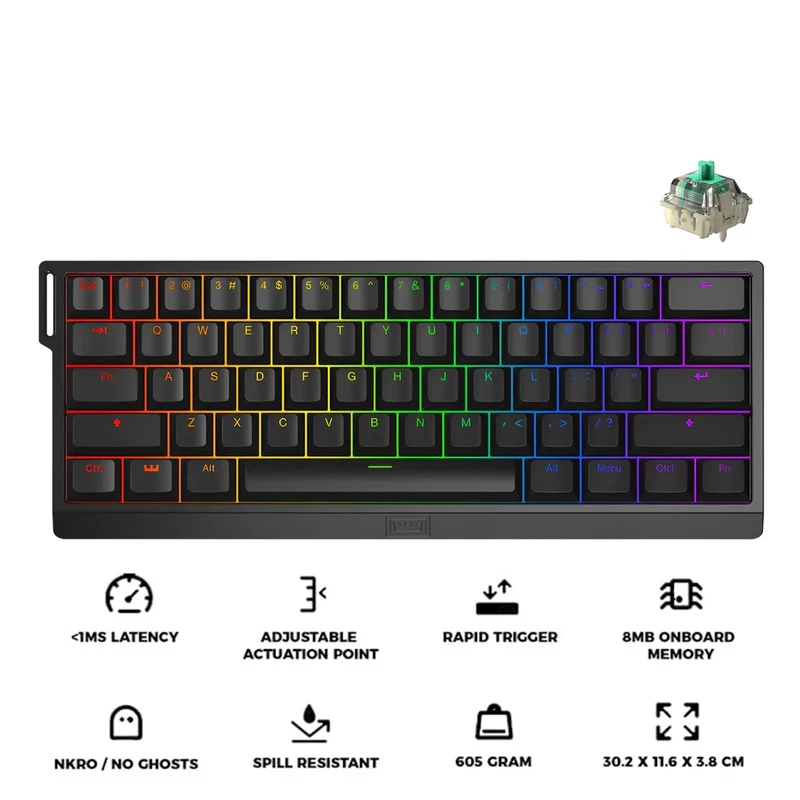 Wooting 60HE+ Lekker Linear 60 RGB Gaming Keyboard (Black)