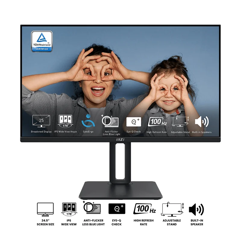 MSI Pro MP251P 24.5" FHD (1920x1080) 100Hz 1ms MPRT/ 4ms GTG IPS Business & Productivity Monitor with Height/ Tilt/ Swivel/ Pivot Adjustment