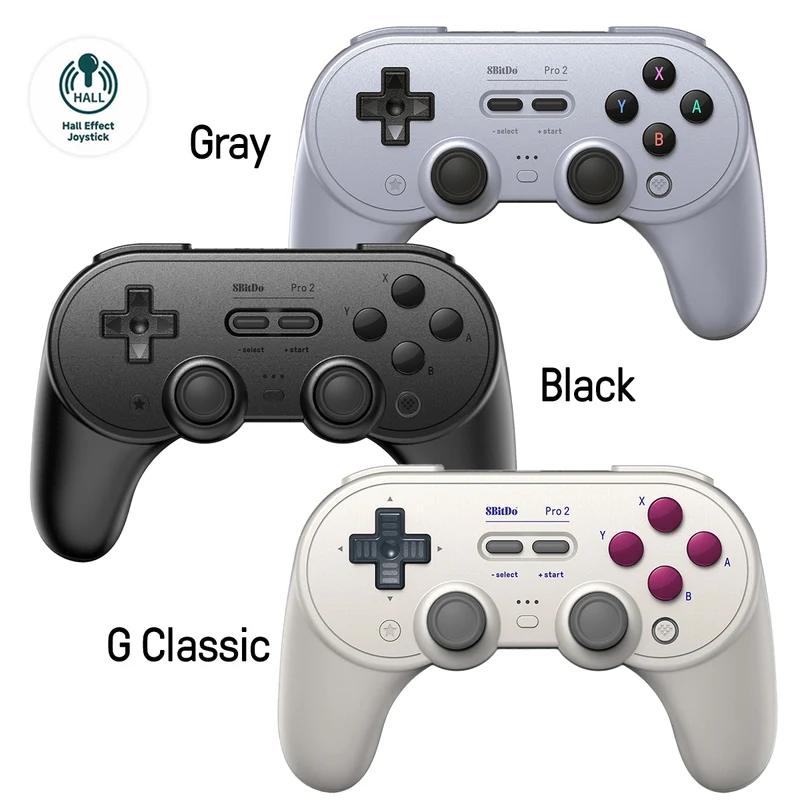 8bitdo Pro 2 Bluetooth Gamepad Hall Edition (Switch/ Windows/ Apple/ MacOS/ Steam) Black, Gray, G Classic(80GJ, 80GL, 80GK)