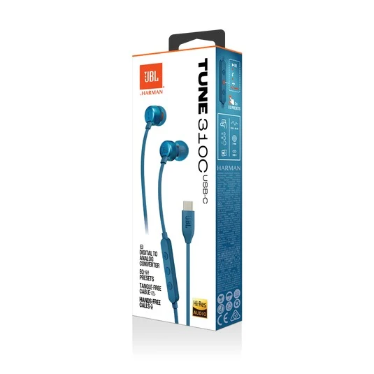 JBL Tune 310C USB-C Wired Hi-Res In-Ear Headphones (Blue, Black, Red, White)