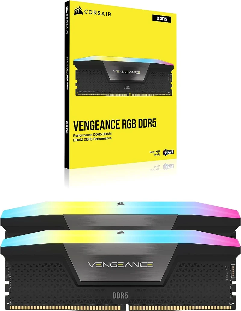 Corsair Vengeance RGB 64GB (2X32GB) DDR5 DRAM 5600MHZ CL36 Memory Kit (Black) (CMH64GX5M2B5600C36)