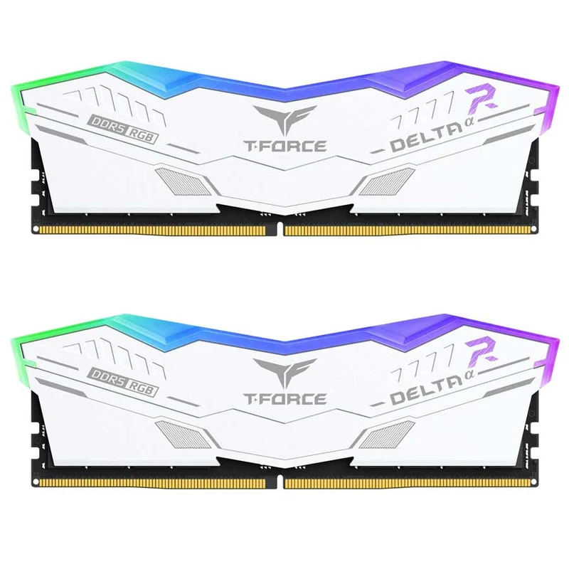Teamgroup T-Force Delta RGB 32GB (2x16GB) DDR5 Intel XMP 6000MHz CL38-38-38-78 1.25v Gaming Desktop Memory (White) (FF4D532G6000HC38ADC01)