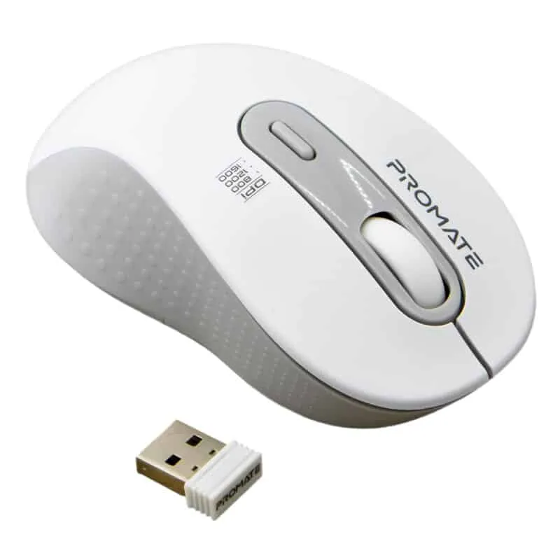 Promate Dual Mode Wireless Optical Mouse (White)
