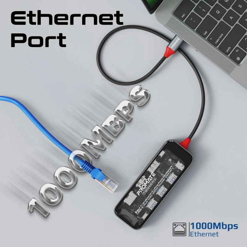 Promate Transhub-Pro 11-In-1 Transparent Multiport USB-C Hub With 100W Power Delivery, HDMI 4K