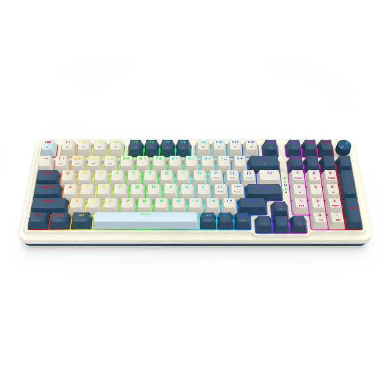 Redragon Eisa Pro 3 Modes 98-Key Hot-Swappable RGB Mechanical Keyboard - White Blue (Linear Red Switch) (K686WB-RGB-Pro)