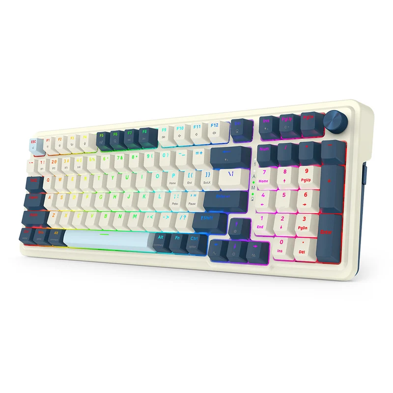Redragon Eisa Pro 3 Modes 98-Key Hot-Swappable RGB Mechanical Keyboard - White Blue (Linear Red Switch) (K686WB-RGB-Pro)