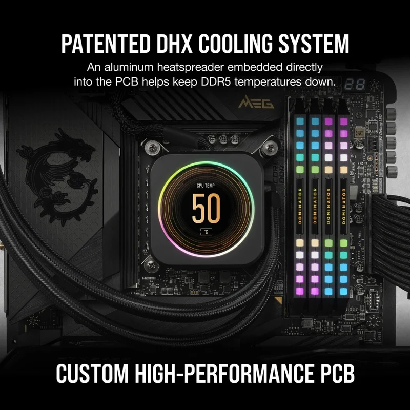 Corsair Dominator Platinum RGB 64GB (2x32GB) DDR5 DRAM 6800Mhz CL40 Intel XMP Memory Kit (Black) (CMT64GX5M2B6800C40)
