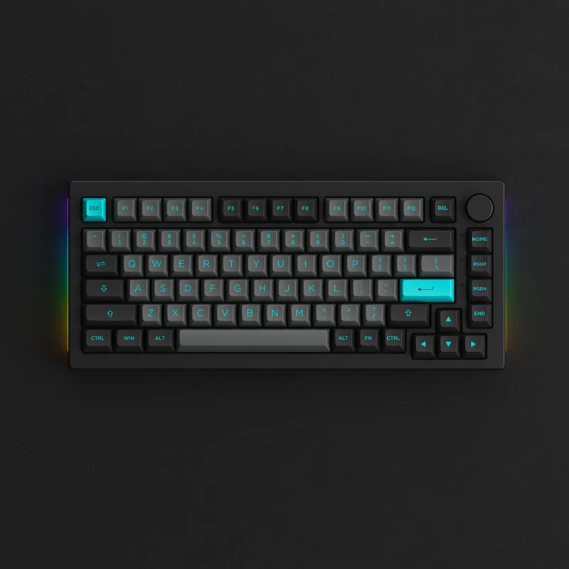Akko Black & Cyan 5075B Plus Multi-Mode RGB Hot-Swappable Mechanical Keyboard (Akko V3 Cream Yellow Pro)