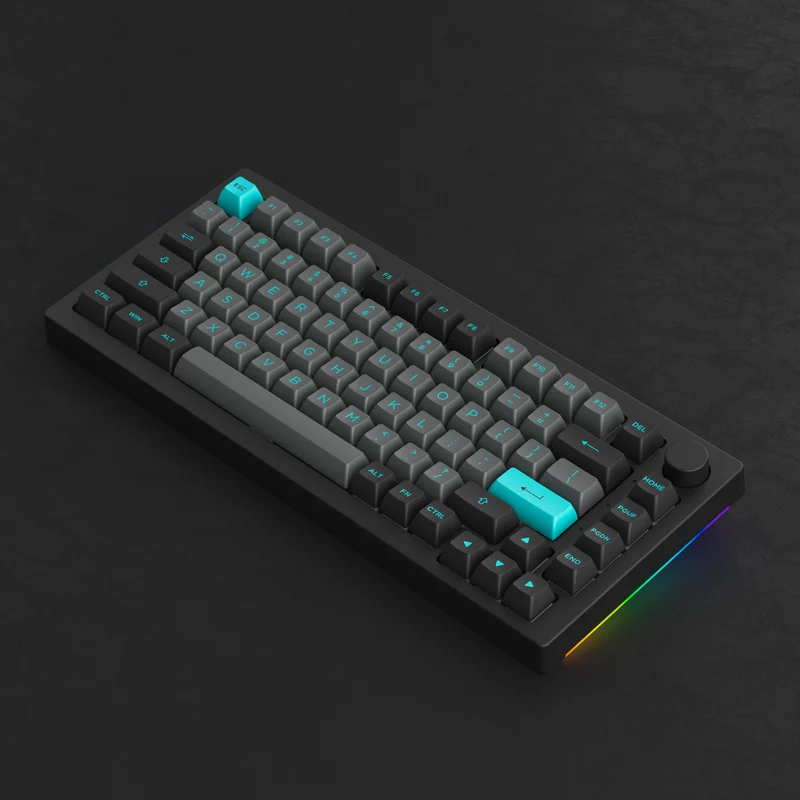 Akko Black & Cyan 5075B Plus Multi-Mode RGB Hot-Swappable Mechanical Keyboard (Akko V3 Cream Yellow Pro)