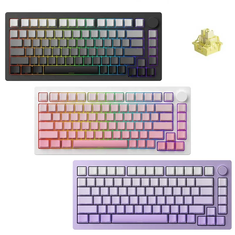 Monsgeek M1W HE-SP Multi-Mode RGB Mechanical Keyboard (Akko Cream Yellow Magnetic Switch) (Black, Silver, Purple)