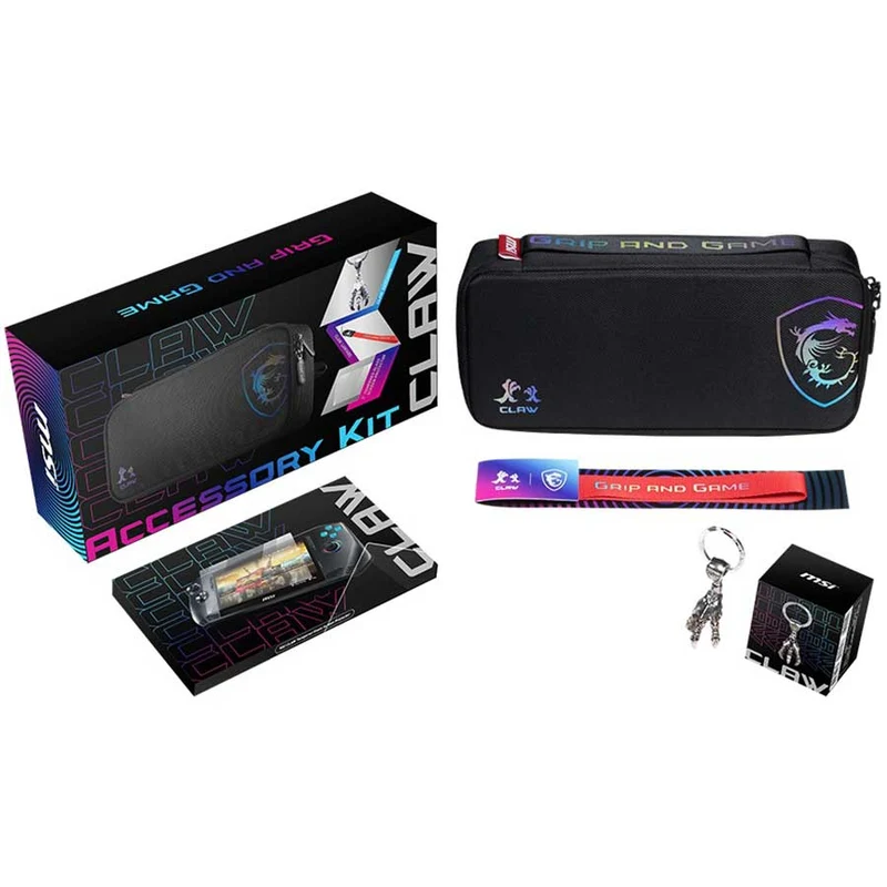 MSI Claw A1M Accessory Kit (Travel Case + Lanyard + Keychain + 7" Tempered Glass Screen Protector)
