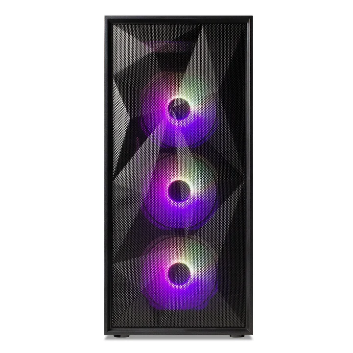 Tecware Forge S TG High Airflow PC Case With 4X Omni P12 ARGB Fans + Hub (Black)