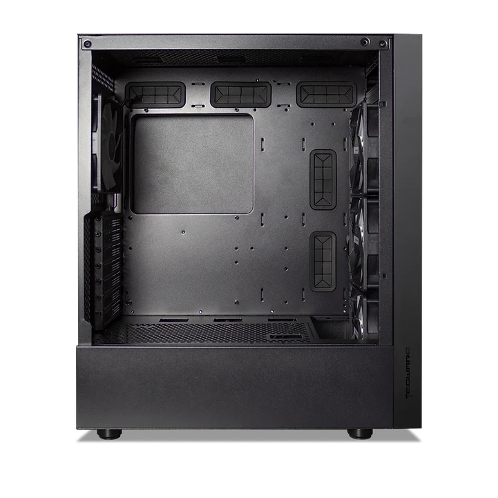 Tecware Forge S TG High Airflow PC Case With 4X Omni P12 ARGB Fans + Hub (Black)