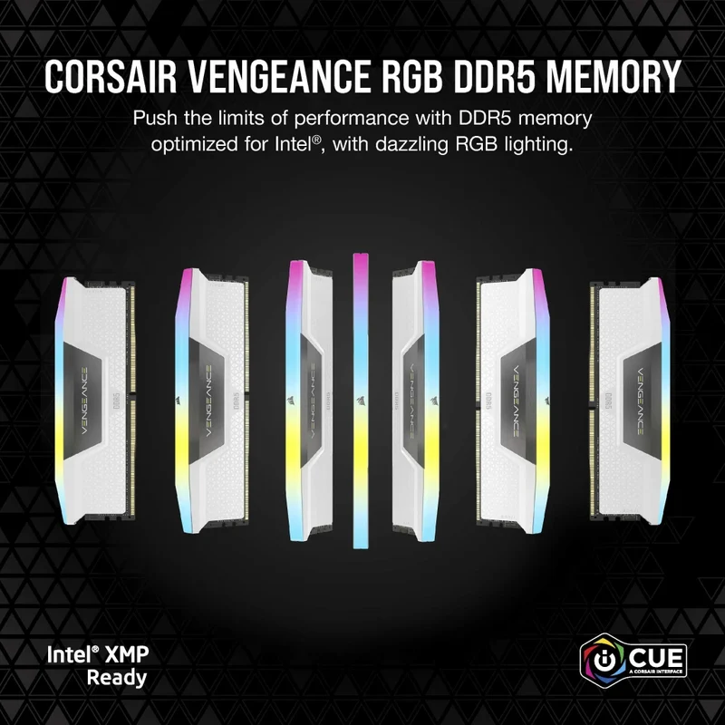 Corsair Vengeance RGB 64GB (2X32GB) DDR5 DRAM 6000MHz CL40 Memory Kit - White (CMH64GX5M2B6000C40W)