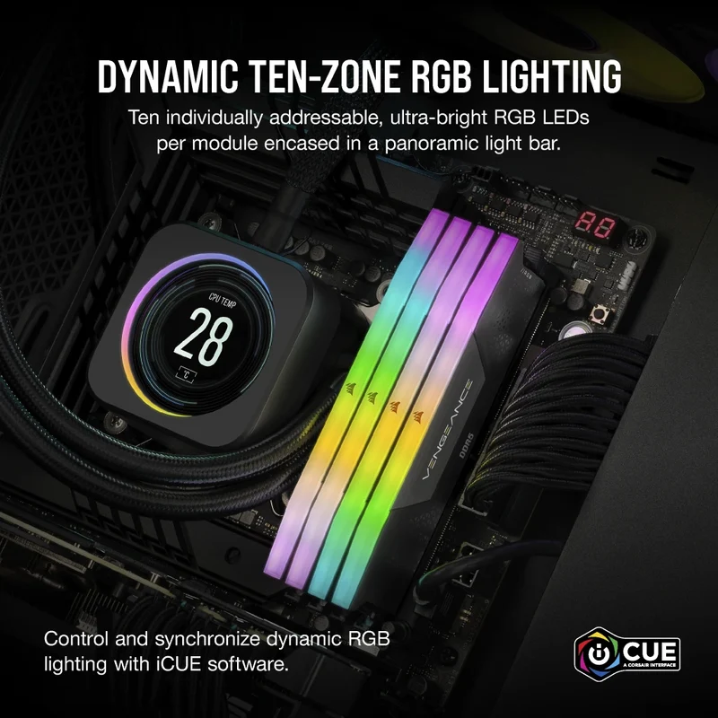 Corsair Vengeance RGB 64GB (2x32GB) DDR5 DRAM 6000MHz CL40 AMD Expo & Intel XMP Memory Kit (CMH64GX5M2B6000Z40)