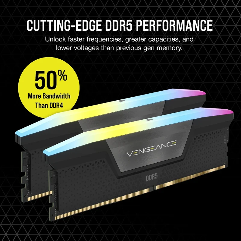 Corsair Vengeance RGB 64GB (2x32GB) DDR5 DRAM 6000MHz CL40 AMD Expo & Intel XMP Memory Kit (CMH64GX5M2B6000Z40)
