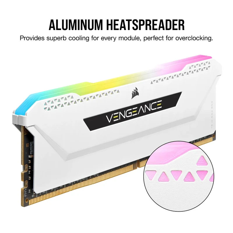 Corsair Vengeance RGB Pro SL 32GB (2x16GB) DDR4 DRAM 3600MHz C18 Memory Kit - White (CMH32GX4M2D3600C18W)