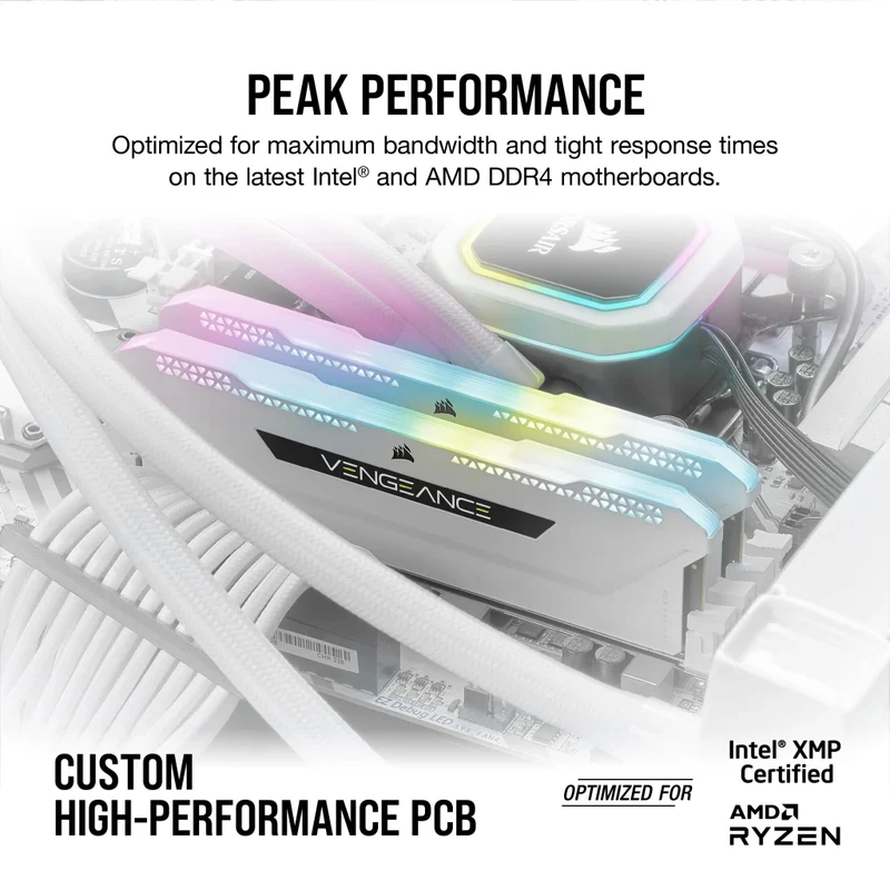 Corsair Vengeance RGB Pro SL 32GB (2x16GB) DDR4 DRAM 3600MHz C18 Memory Kit - White (CMH32GX4M2D3600C18W)