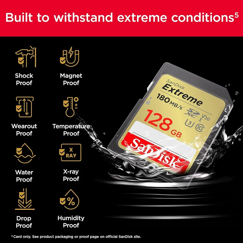 Sandisk Extreme 128GB 180MB/s SDXC UHS-I Card (SDSDXVA-128G-GNCIN)