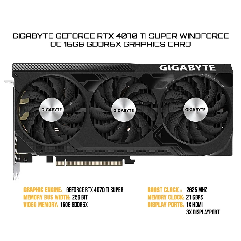 Gigabyte GeForce RTX 4070 Ti Super Windforce OC 16GB GDDR6X Graphics Card