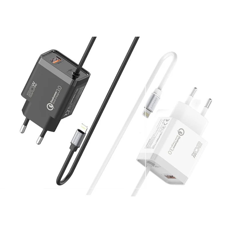Promate ICHARGE-PDQC3 Ultra-Fast Charger 20W Power Delivery & QC 3.0 EU (Black, White)