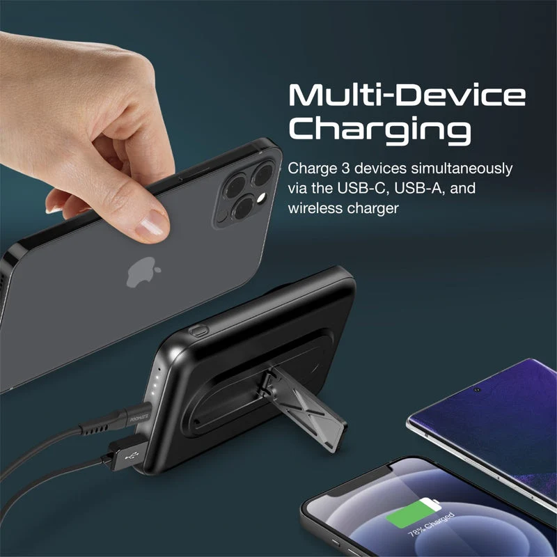 Promate Powermag-10Pro 10000MAH Super Charge Magsafe 15W Wireless Charging Power Bank (Black, Blue)