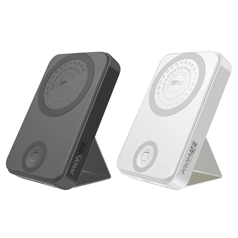 Promate Powermag-Trio 10000MAH Supercharge Magsafe Compatible And Apple Watch Wireless Charging Power Bank (Black, White)