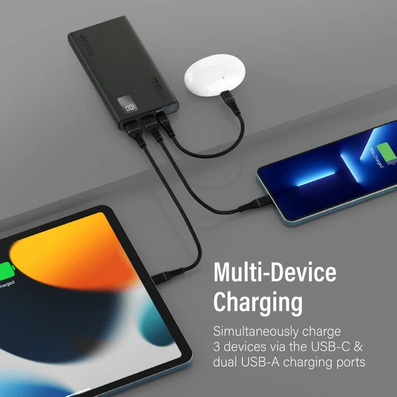 Promate Dual USB-A USB-C Output Smart Super Charging Super Slim Power Bank Black (10000MAH, 20000MAH)