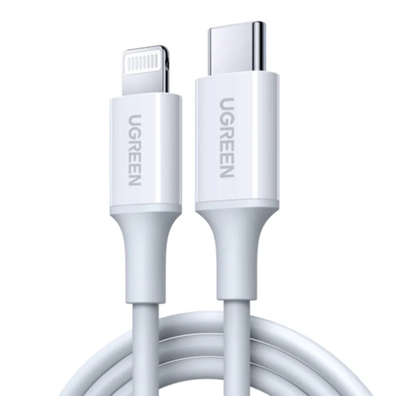 UGreen Lightning To Type-C 2.0 Male Cable (White) (US171) (0.25M, 0.5M, 2M)