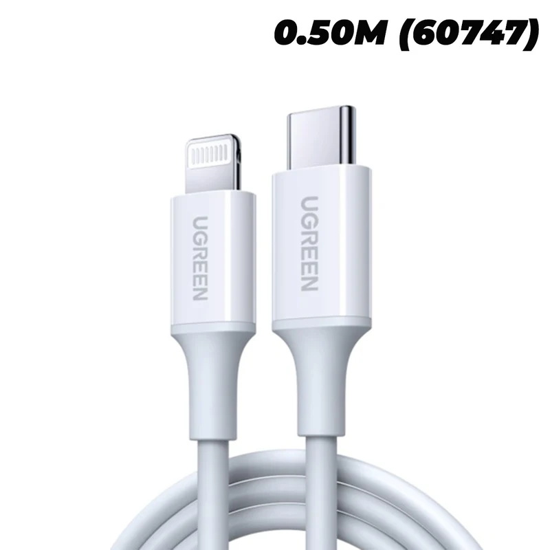UGreen Lightning To Type-C 2.0 Male Cable (White) (US171) (0.25M, 0.5M, 2M)
