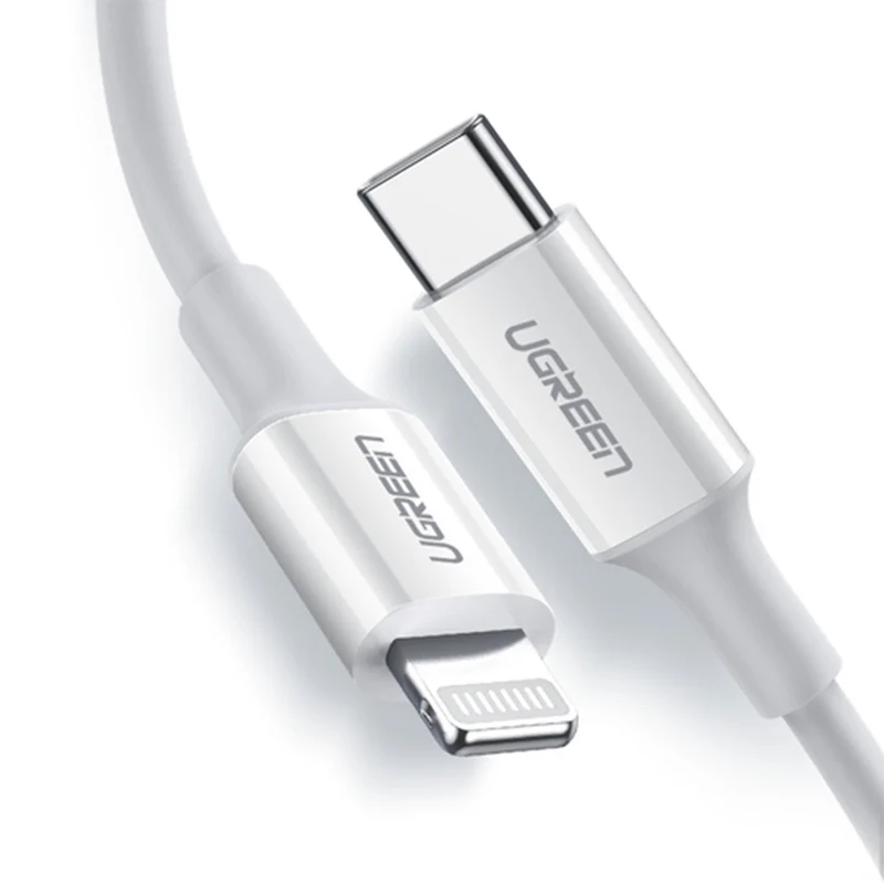UGreen Lightning To Type-C 2.0 Male Cable (White) (US171) (0.25M, 0.5M, 2M)