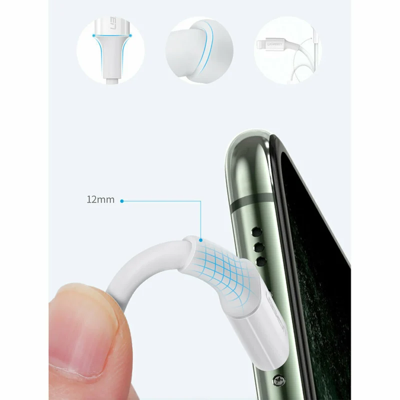 UGreen Lightning To Type-C 2.0 Male Cable (White) (US171) (0.25M, 0.5M, 2M)